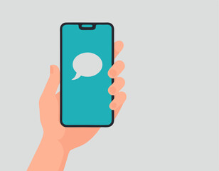 Hand holding smart phone. stock illustration