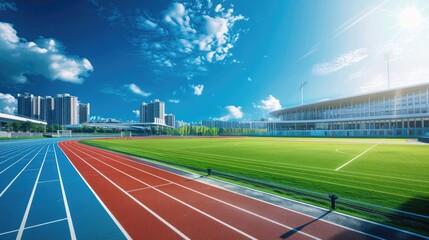 The running track inside a football stadium is usually a circular pathway surrounding the field.