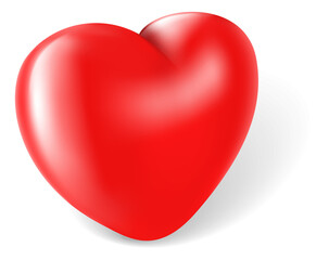 Shiny red heart icon. 3d render style