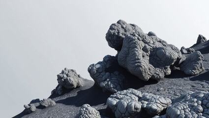 Naklejka premium Rugged Textured Volcanic Rocks Isolated Against a Pristine White Background