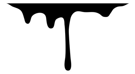 Dripping ink. Black shape with melting paint drops