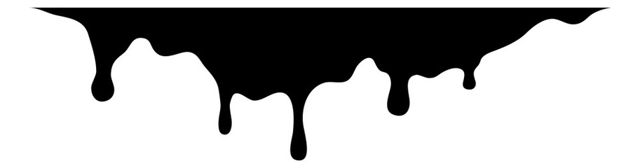 Melting border. Black dripping paint. Liquid flow