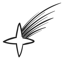 Shouting star doodle. Magic wish line symbol