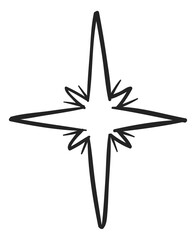 Twinkling star doodle. Shining magic symbol sketch