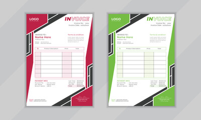 Modern clean professional business invoice cash memo template design for business