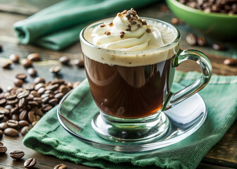 irish cream coffe with soft light