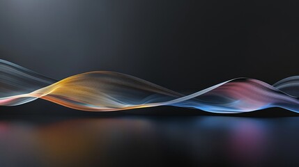 Modern and minimalist composition with abstract colorful wave on a dark background