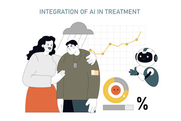 PTSD Prevention in First Responders. Flat Vector Illustration