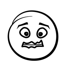 Hand drawn sketch style. Emoji with different emotion mood, happy, sad, smile face. Comic line art vector illustration.