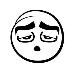 Hand drawn sketch style. Emoji with different emotion mood, happy, sad, smile face. Comic line art vector illustration.