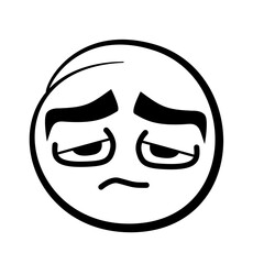 Hand drawn sketch style. Emoji with different emotion mood, happy, sad, smile face. Comic line art vector illustration.