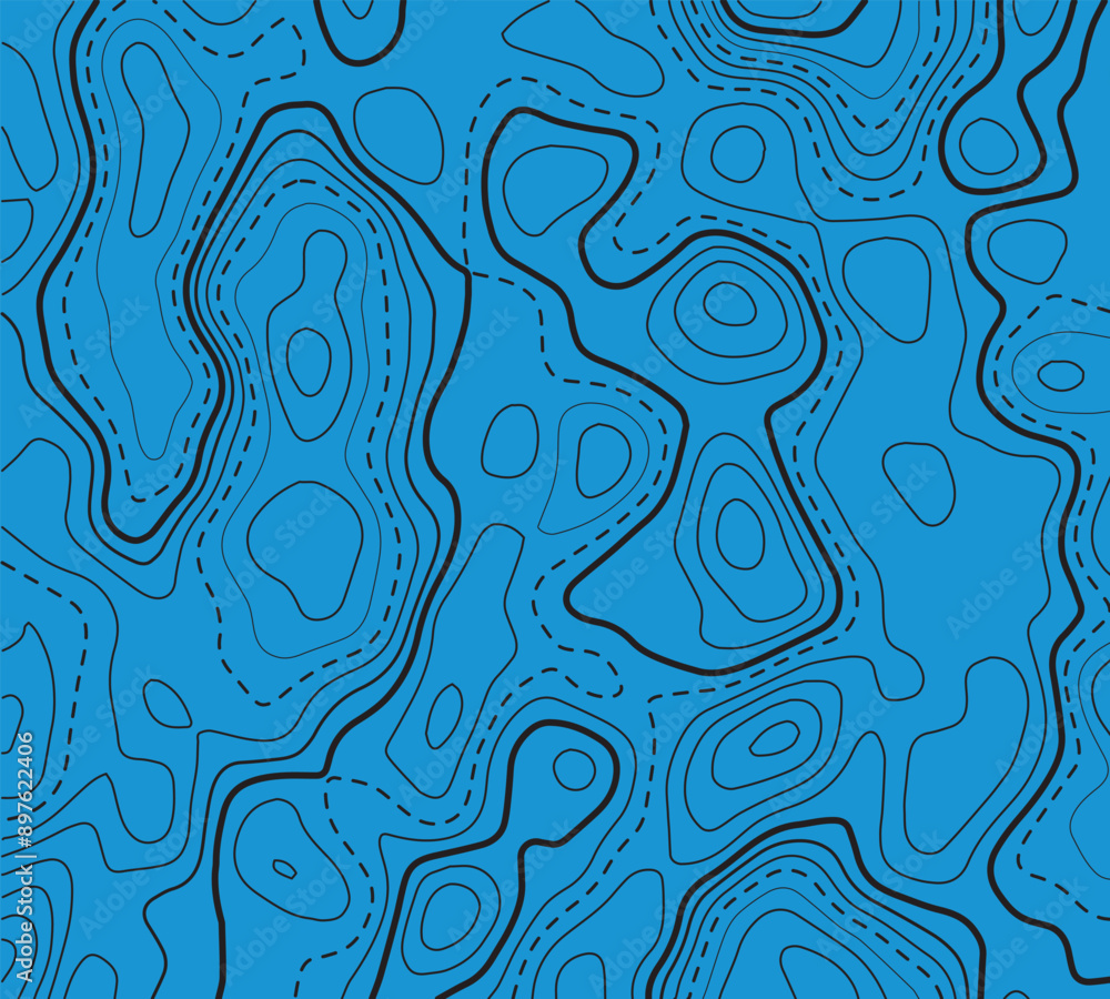 Poster topographic map background. generating a terrain elevation map. grid map. contour map. valleys and m