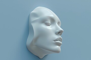 Artistic profile portrait relief of a woman s face on blue studio backdrop, elegant design