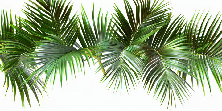 Green palm leaves realistic corner layout on transparent backgrounds 3d illustrations png