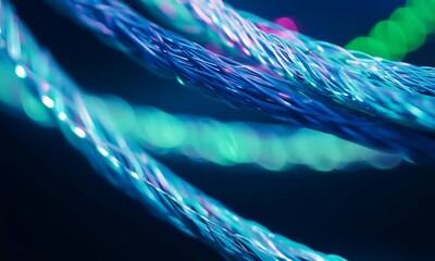 Glowing fiber optic cable 4K video - Powered by Adobe
