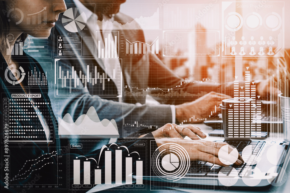 Aufkleber big data technology for business finance analytic concept. modern interface shows massive informatio