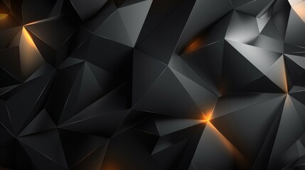 Obraz premium Low poly abstract background in black and orange, creating a feeling of depth and dimension