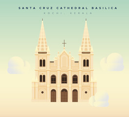 Obraz premium Santa Cruz Cathedral Basilica - Kochi Kerala - Stock Illustration