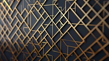 Intricate golden lines creating geometric shapes on a luxurious dark background