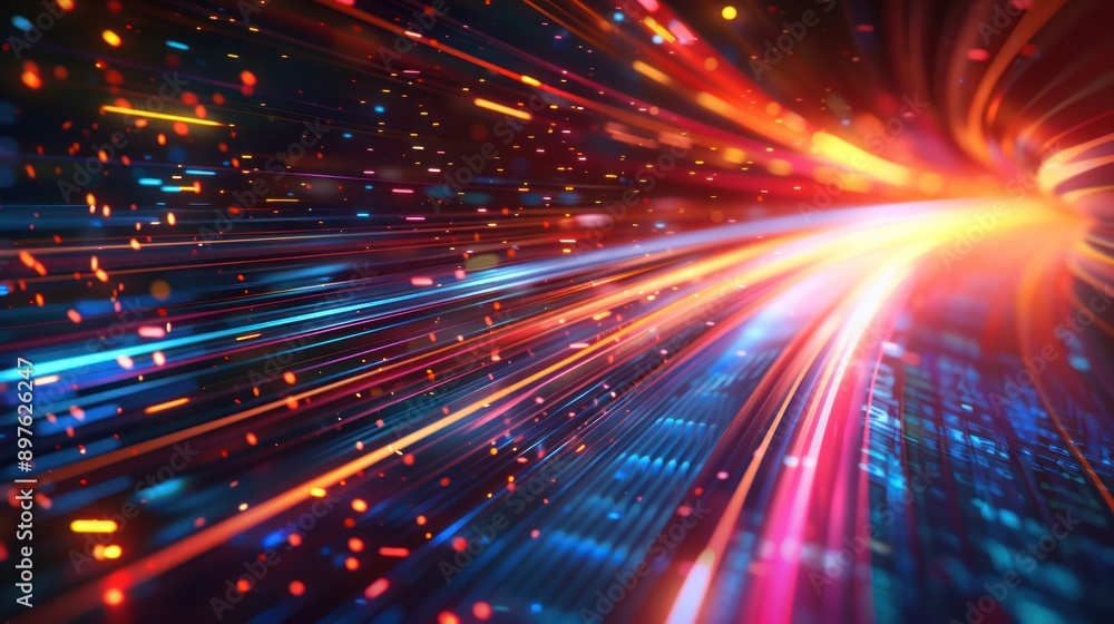 Aufkleber a vibrant display of light trails and digital effects, showcasing speed and innovation in a captivat