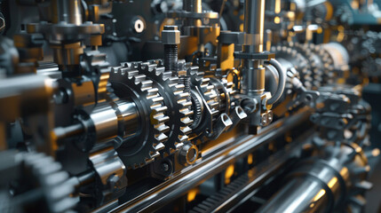 Fototapeta premium Precision in Motion: Macro View of Industrial Machinery