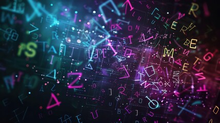 Obraz premium abstract technology science alphabet font digital space typography