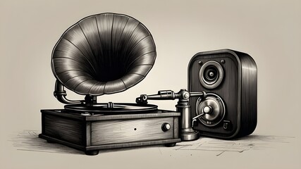 old gramophone on a table