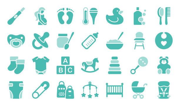 A set of baby themed icons
