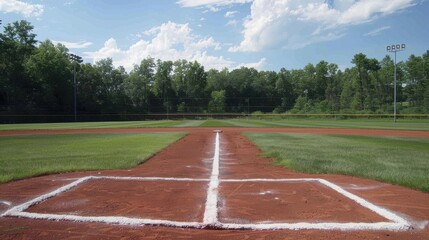 baseball infield chalk line with base distance