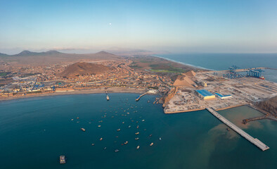 Chancay seaport. Located in Peru, Mega port under construction, future maritime hub of South...