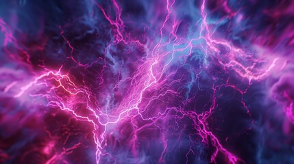 Naklejka premium Energetic electric lightning bolts in vibrant neon colors creating a dynamic and vivid visual effect