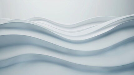 Abstract White Wavy Lines on Light Background, Minimalist Wave Pattern, Modern Fluid Design, Clean and Elegant, 3D Render, Soft Waves Aesthetic, Serenity and Calmness, Futuristic Style, Smooth Texture