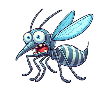 scared mosquito cartoon character vector illustration design isolated on a transparent background