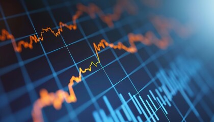 Fototapeta premium Simple stock chart showing a consistent rise in stock prices, signifying gradual growth.