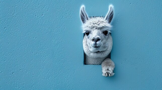 A Llama isolated on a Blue Background