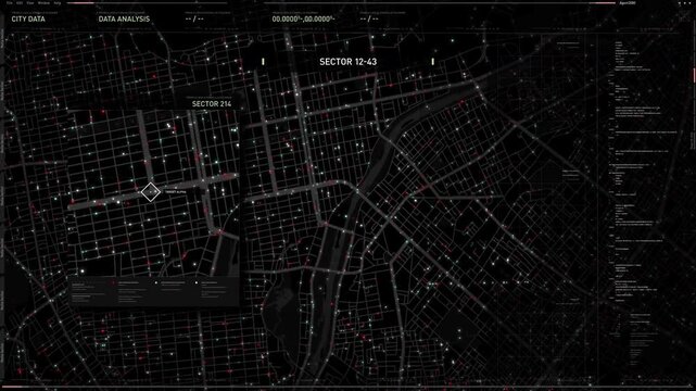 High Tech Spy Location Software Tracking Car Path For Secret Mission. Spy Interface. Monitoring Path By GPS Location Analysis. Spy Path Detection Software. Satellite Location Scan Marks Target On Map