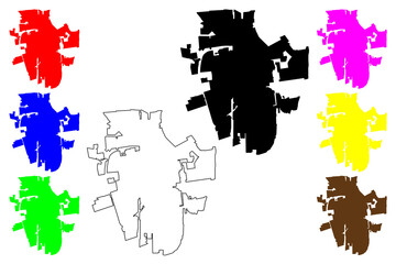 Frankenthal city (Federal Republic of Germany, State of Rhineland-Palatinate, Urban district) map vector illustration, scribble sketch Frankenthal map