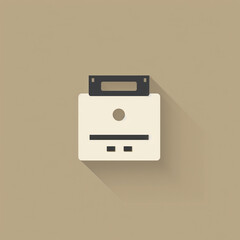 Retro Floppy Disk Icon in 2D: A Nostalgic Design on a Tan Background