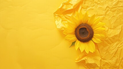 Sunflower on yellow paper representing cooking oil