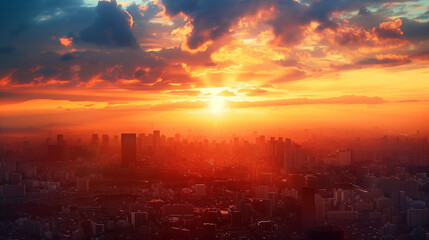 Obraz premium 美しい夕暮れの都市