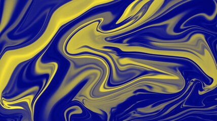 Obraz premium A dynamic abstract design featuring swirling blue and yellow patterns, resembling liquid or marbled textures. This vibrant and fluid artwork is ideal for modern backgrounds, digital art, and creative 