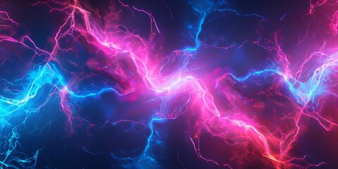 Illustration portraying dynamic energy streams with vibrant blue and pink hues in an abstract and electrifying way