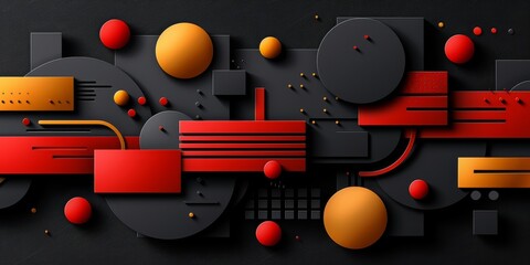 Artistic representation with dynamic abstract design in red, orange, and black, symbolizing creativity and energy