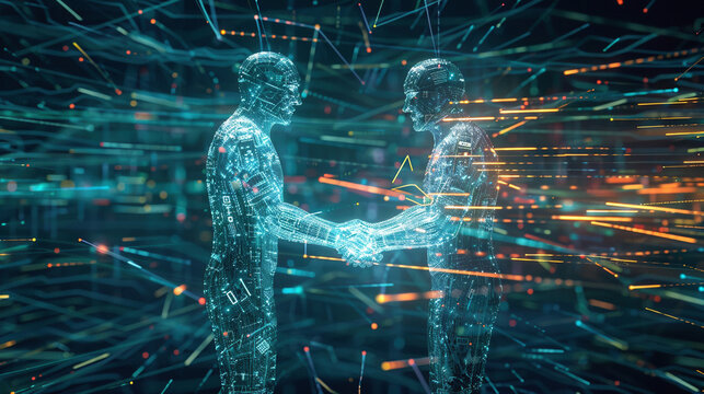 Futuristic Digital Handshake: Smart Contract Agreement