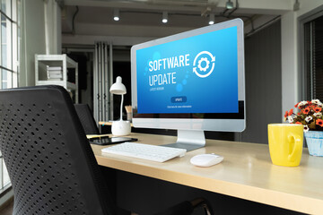Fototapeta premium Software update on computer for modish version of device software upgrade