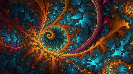 Vibrant Abstract Fractal Background with Intricate Shapes