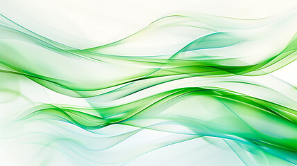 Obraz premium Green smooth abstract waves on a white background