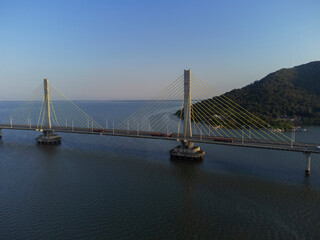 Obraz premium Anita Garibaldi Bridge in Laguna Santa Catarina Brazil. Bridge over the Imarui lagoon, highway 101.