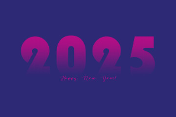 2025 Happy New Year. Numbers with circular halftone dot pattern texture. Vector half tone illustration. Holiday greetings on blue background horizontal poster.