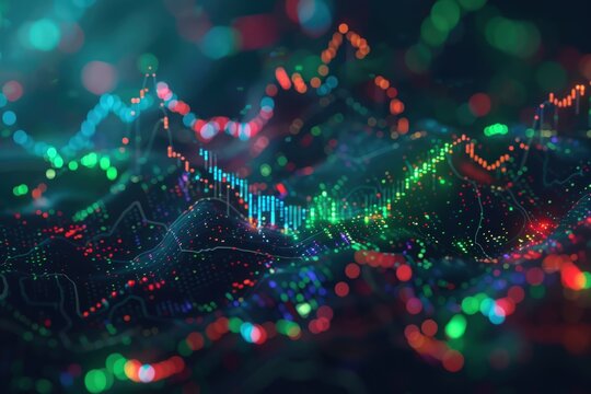 a?'imagine: Vibrant scatter plot showcasing the strong positive relationship between rising stock prices and trading volume, indicating heightened investor engagement.